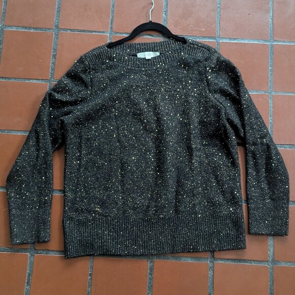 Ann Taylor LOFT Sweater. Brown with Gold Champagne Sparkles Size Large - Picture 15 of 16